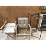 FOUR VARIOUS CHAIRS AND A FRAME