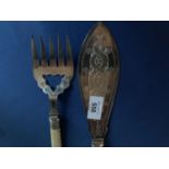 VINTAGE SILVER PLATED FISH KNIFE AND FORK WITH BONE HANDLES