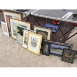 TEN VARIOUS FRAMED PICTURES AND MIRRORS