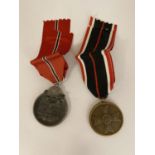 TWO GERMAN MEDALS WITH RIBBONS