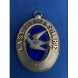 EAST LANCASHIRE SILVER HALLMARKED MASONIC COLLAR JEWEL WITH BLUE ENAMEL DETAILING, BIRMINGHAM