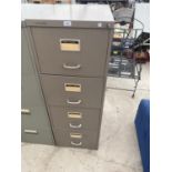 A RONEO VICKERS METAL THREE DRAWER FILING CABINET WITH KEY