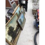 FOUR VARIOUS FRAMED PICTURES OF COUNTRYSIDE SCENES