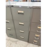 A HARVEY ANTI TILT METAL THREE DRAWER FILING CABINET WITH KEY