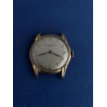 GENTS RECORD WATCH & CO MANUAL WRIST WATCH, MID CENTURY GOLD TONE BEZEL & CASE ON STAINLESS STEEL