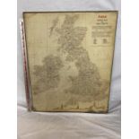 A THE FIELD, FISHING MAP OF GREAT BRITAIN MOUNTED ON BOARD