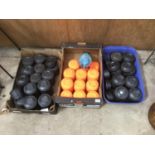 THREE BOXES OF VARIOUS CLAYS AND A DECOY BLUE BIRD