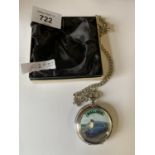 MODERN CHROME MALLARD FULL HUNTER POCKET WATCH AND CHAIN BOXED