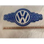 A 'VW' SERVICE STATION METAL SIGN