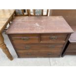 A MAHOGANY CHEST OF TWO SHORT AND TWO LONG DRAWERS