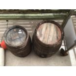 TWO VINTAGE OAK BARRELS