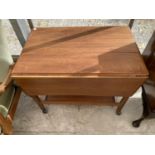 A RETRO TEAK DROP LEAF TEA TROLLEY