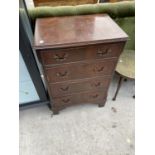 A SMALL MAHOGANY CHEST OF FOUR DRAWERS