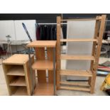 THREE WOODEN SHELVING UNITS