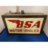 A BSA MOTORCYCLES ILLUMINATED LIGHT BOX SIGN