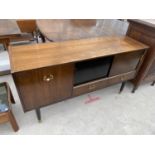 A G PLAN E GOMME RETRO TEAK SIDEBOARD WITH FALL FRONT, TWO SLIDING DOORS AND TWO DRAWERS