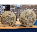 A PAIR OF VINTAGE FOOTSTOOLS DEPICTING ANDY PANDY, LOOPY LOO AND TEDDY