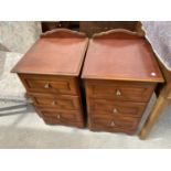 TWO MAHOGANY BEDSIDE CHESTS OF THREE DRAWERS