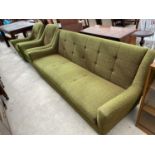 A RETRO 1950s SOFA BED AND TWO MATCHING ARMCHAIRS