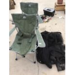 A PAIR OF EUROHIKE CAMPING CHAIRS AND A SET OF ZIPPED NETS ETC