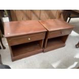 TWO MAHOGANY BEDSIDE CABINETS WITH SINGLE DRAWER