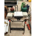 A BLACK AND DECKER WORKMATE 301, A LIGHT AND TWO RADETTE BOXES