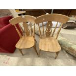 TWO PINE DINING CHAIRS