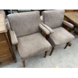 TWO RETRO TEAK ARMCHAIRS