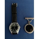 MID CENTURY GENTS ORIS MANUAL WRIST WATCH STAINLESS STEEL BLACK DIAL WITH BLACK LEATHER STRAP,