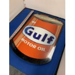 A LARGE GULF MOTOR OIL SIGN