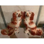 A LARGE PAIR OF STAFFORDSHIRE SPANIELS