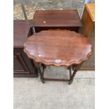 TWO SIDE TABLES - ONE OAK, ONE MAHOGANY