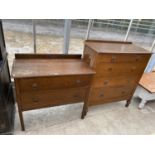 AN OAK CHEST OF TWO DRAWERS AND AN OAK CHEST OF FOUR DRAWERS