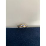 9CT MARKED SAPPHIRE AND DIAMOND FULL ETERNITY RING SIZE M TOTAL GROSS WEIGHT APPROX 3 GRAMS