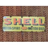 A VINTAGE EFFECT LARGE METAL SHELL MOTOR SPIRIT OIL SIGN 20 X 56 CM