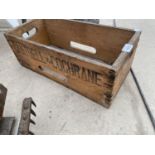 A VINTAGE CANTRELL AND COCKRANE WOODEN GINGER ALE CRATE