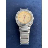 GENTS SLAZENGER STAINLESS STEEL WRIST WATCH GOLD DIAL