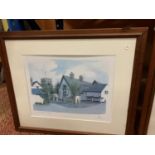 A LARGE FRAMED PRINT OF THE BELLS OF PEOVER KNUTSFORD