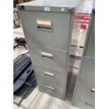 A HARVEY ANTI TILT METAL THREE DRAWER FILING CABINET WITH KEY