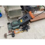 A BLACK AND DECKER ELECTRIC MOWER AND VARIOUS GARDEN TOOLS