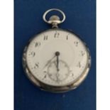 EARLY 20TH CENTURY WHITE METAL SLIM OPEN FACED POCKET WATCH, TOP WINDER WITH EMBOSSED FOLIAGE