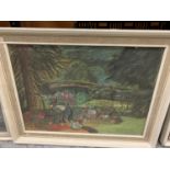 A FRAMED PASTEL PAINTING OF THE GARDEN, GWYDYR HOTEL, BETWS-Y-COED BY NORMAN MACDONALD 22.07.63