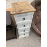 A PINE AND PAINTED CHEST OF FOUR DRAWERS