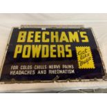 AN ENAMEL 'BEECHAMS POWDERS ACT LIKE MAGIC' ADVERTISING SIGN