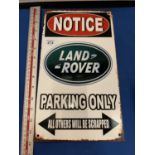 A LANDROVER PARKING ONLY METAL SIGN