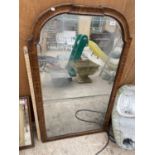 A MAHOGANY BEVEL EDGE WALL MIRROR