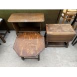 THREE OAK SIDE TABLES