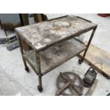 A VINTAGE TWO TIER INDUSTRIAL TROLLEY