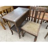 AN OAK DROP LEAF TEA TROLLEY AND DINING CHAIR