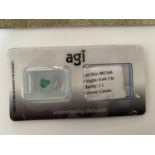 A 0.64 CARAT PEAR CUT GREEN EMERALD - CLARITY I1. WITH AGI CERTIFICATE OF AUTHENTICITY